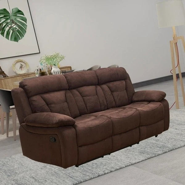 Vanity Art Microfiber 3-Seat Recliner Loveseat Manual Reclining Couch for Small Living Room Dining Room Sofa Set, Brown - N/A