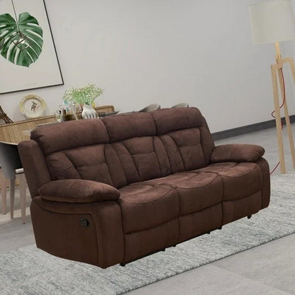 Vanity Art Microfiber 3-Seat Recliner Loveseat Manual Reclining Couch for Small Living Room Dining Room Sofa Set, Brown - N/A
