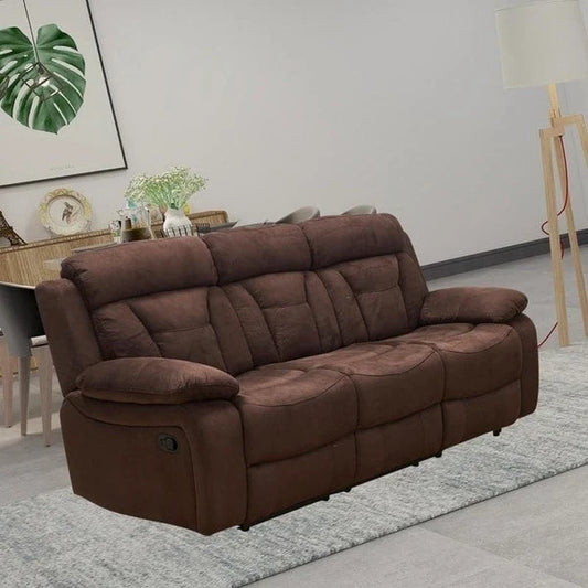 Vanity Art Microfiber 3-Seat Recliner Loveseat Manual Reclining Couch for Small Living Room Dining Room Sofa Set, Brown - N/A