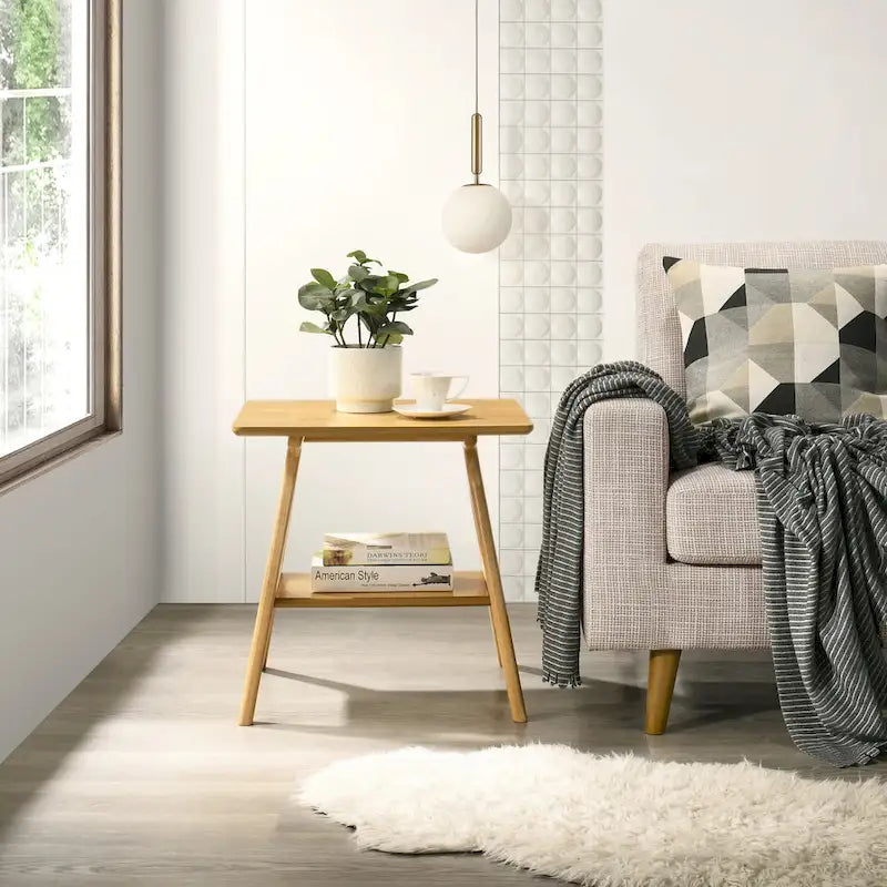 Roundhill Furniture Arona Mid-Century Modern Wood 3-Piece Coffee Table Set