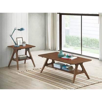 Roundhill Furniture Arona Mid-Century Modern Wood 3-Piece Coffee Table Set