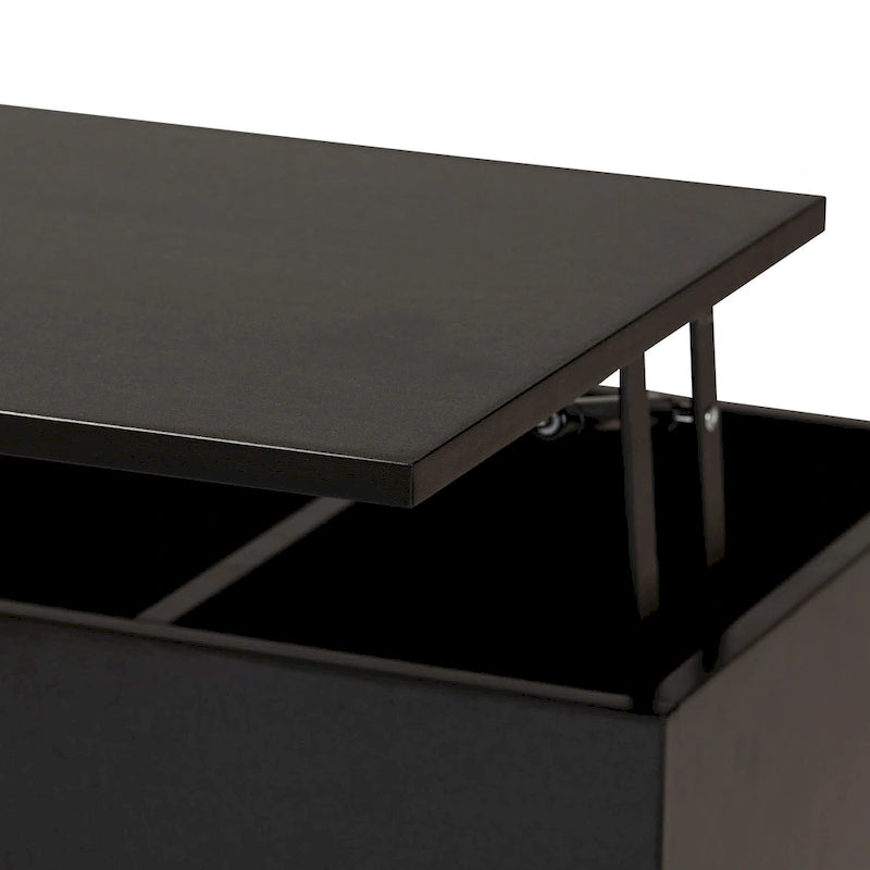 Roden Modern Two-Tone Black and Espresso Brown Finished Wood Coffee Table with Lift-Top Storage Compartment