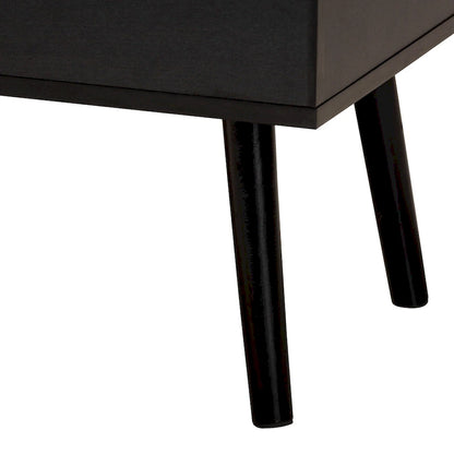 Roden Modern Two-Tone Black and Espresso Brown Finished Wood Coffee Table with Lift-Top Storage Compartment