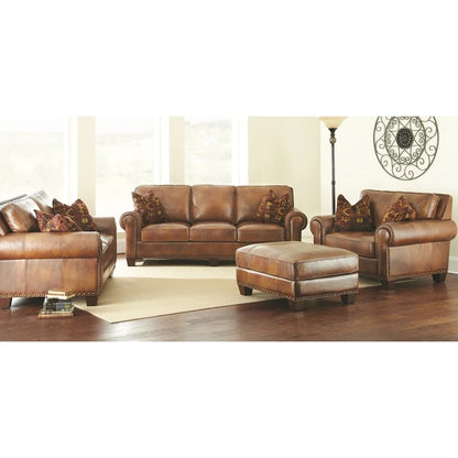 Steve Silver Sanremo Top Grain Leather Loveseat with Two Pillows