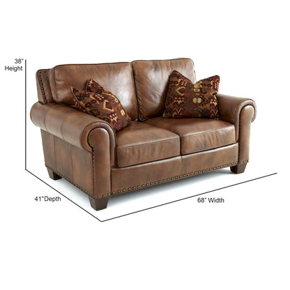 Steve Silver Sanremo Top Grain Leather Loveseat with Two Pillows