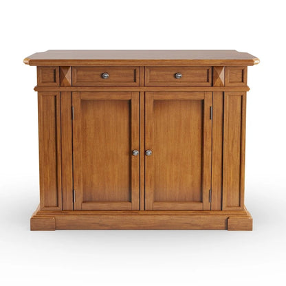 Americana Distressed Cottage Oak Kitchen Island With Drop Leaf