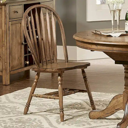 Carolina Crossing Antique Honey Distressed 5 Piece Pedestal Table Set