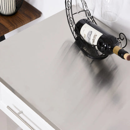 HOMCOM Stainless Steel Top Kitchen Island Rolling Utility Cart with Drawers & Shelves - White