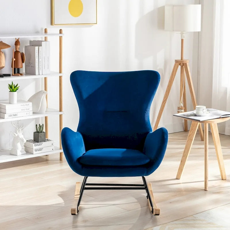 Velvet Fabric Padded Seat Rocking Chair