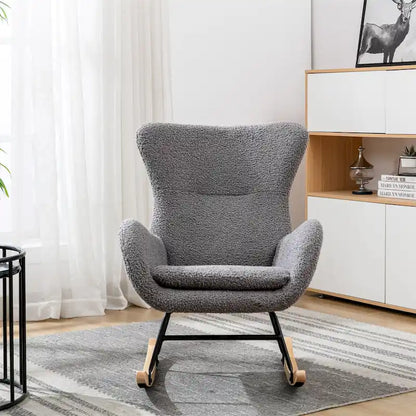 Velvet Fabric Padded Seat Rocking Chair