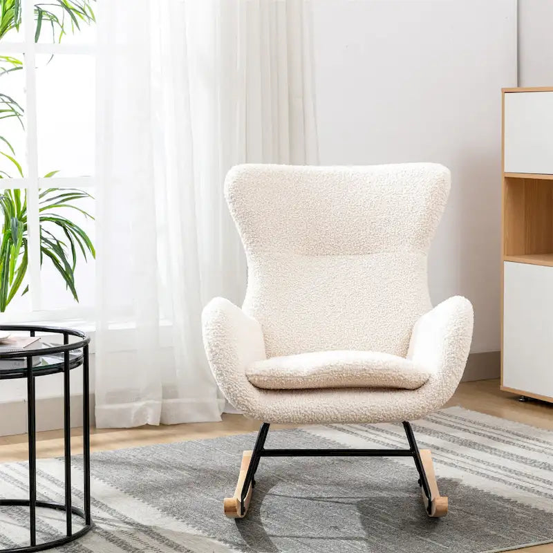 Velvet Fabric Padded Seat Rocking Chair