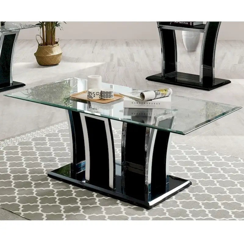 McAvory Modern 47-inch Glass Top 1-Shelf Coffee Table by Silver Orchid
