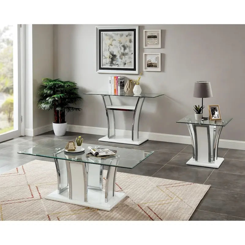 McAvory Modern 47-inch Glass Top 1-Shelf Coffee Table by Silver Orchid