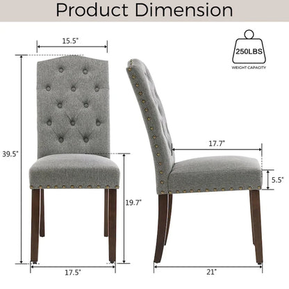 Fabric Upholstered Tufted Dining Chairs with Nailhead Trim Set of 4