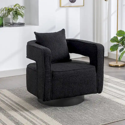 29W Boucle Upholstered Swivel Armchair Single Sofa