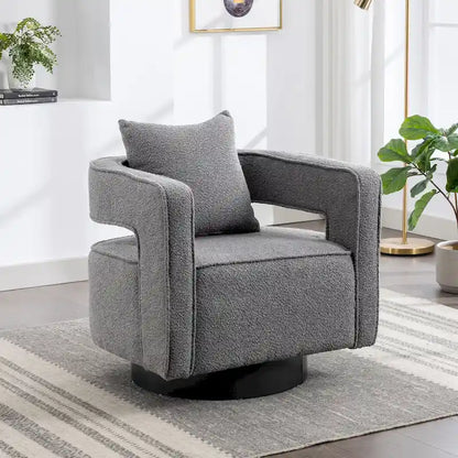 29W Boucle Upholstered Swivel Armchair Single Sofa