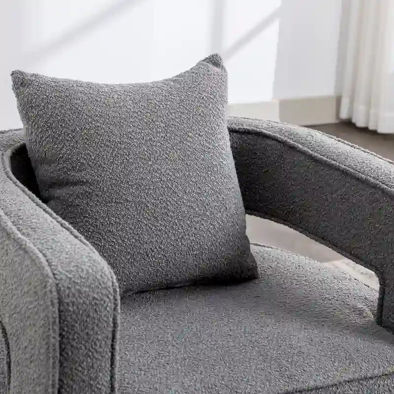 29W Boucle Upholstered Swivel Armchair Single Sofa