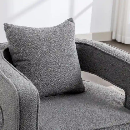 29W Boucle Upholstered Swivel Armchair Single Sofa