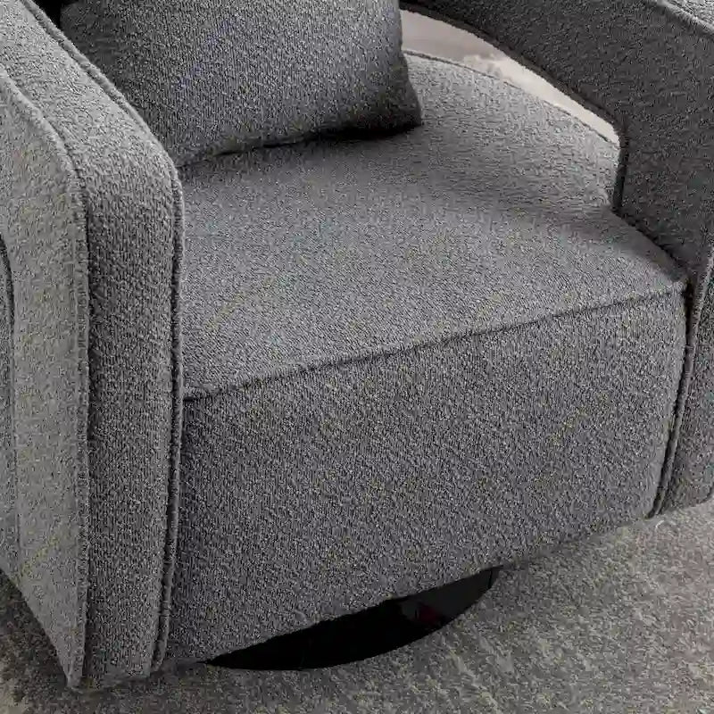 29W Boucle Upholstered Swivel Armchair Single Sofa