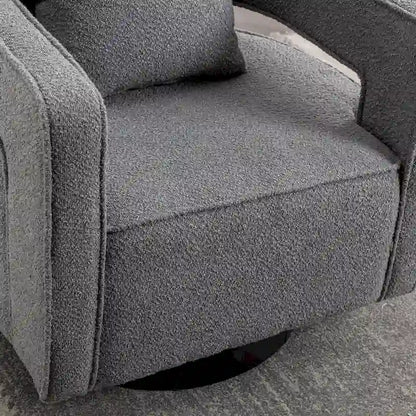 29W Boucle Upholstered Swivel Armchair Single Sofa