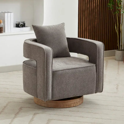 29W Boucle Upholstered Swivel Armchair Single Sofa