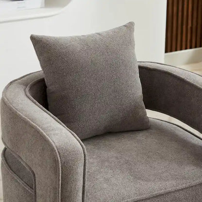 29W Boucle Upholstered Swivel Armchair Single Sofa
