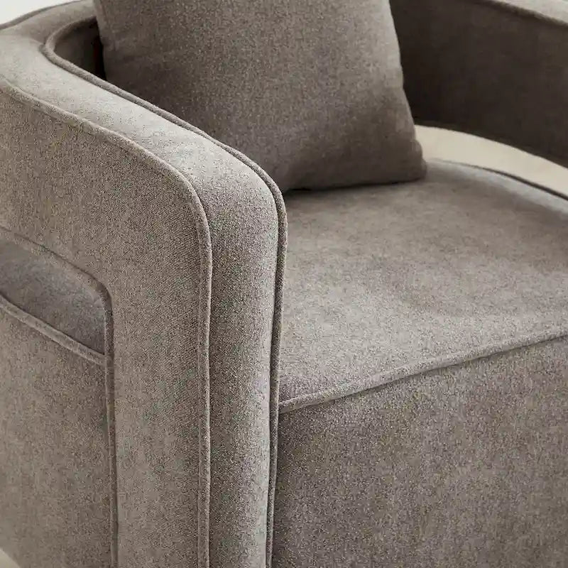 29W Boucle Upholstered Swivel Armchair Single Sofa