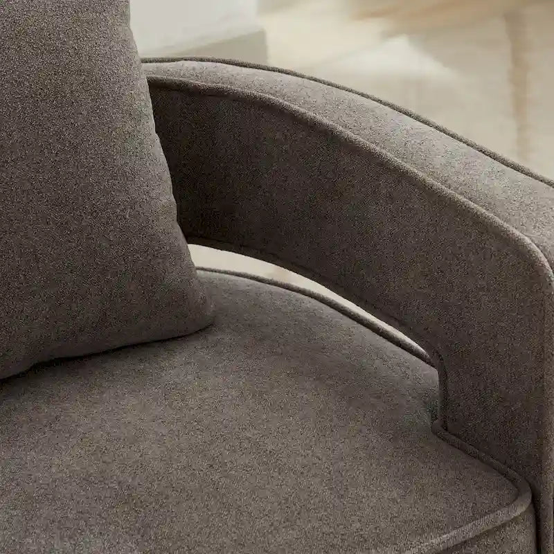29W Boucle Upholstered Swivel Armchair Single Sofa