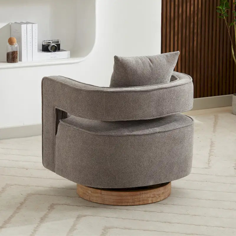 29W Boucle Upholstered Swivel Armchair Single Sofa