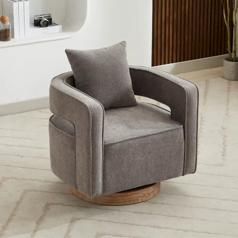 29W Boucle Upholstered Swivel Armchair Single Sofa