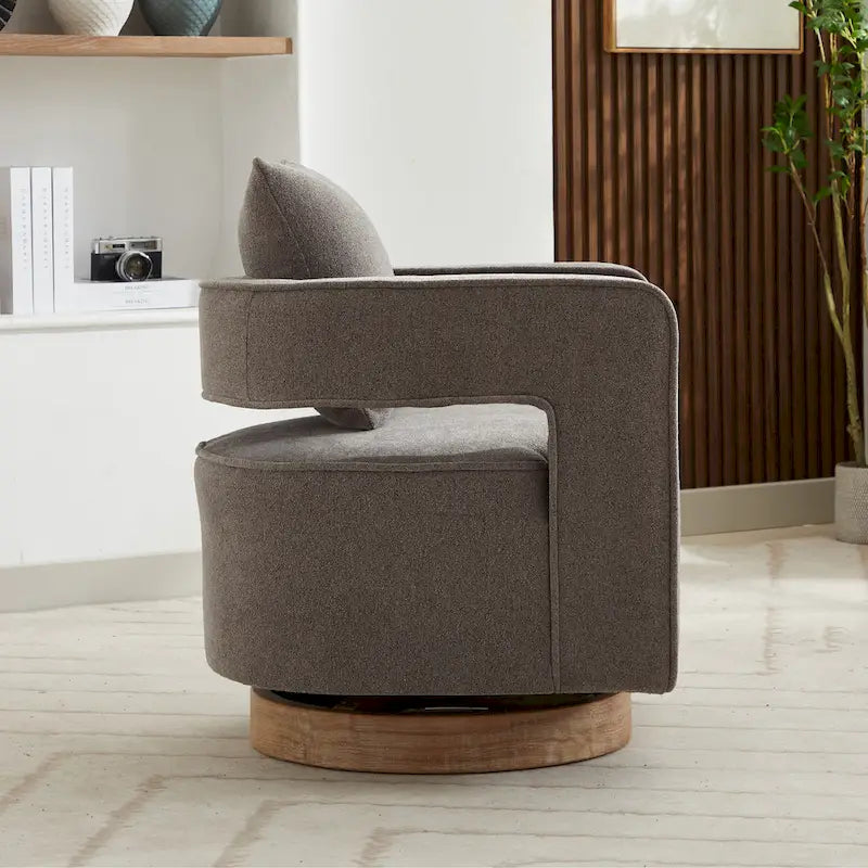 29W Boucle Upholstered Swivel Armchair Single Sofa