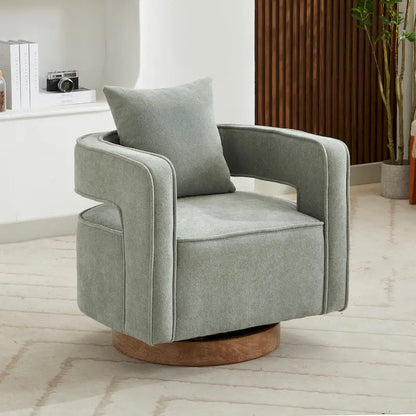 29W Boucle Upholstered Swivel Armchair Single Sofa
