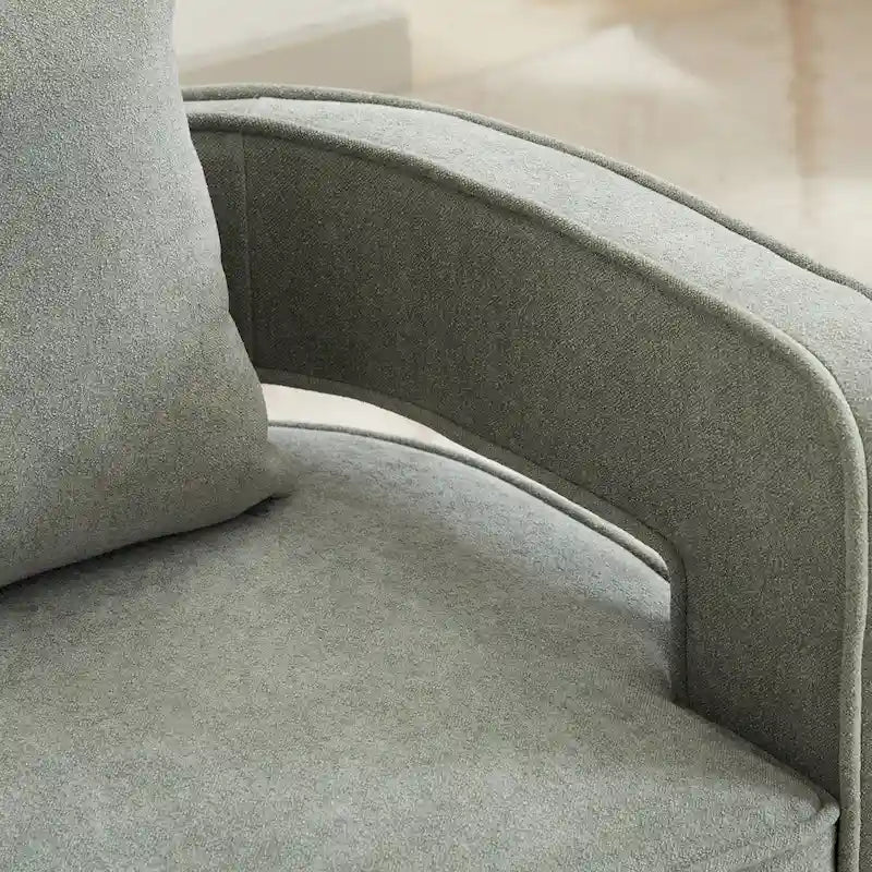 29W Boucle Upholstered Swivel Armchair Single Sofa