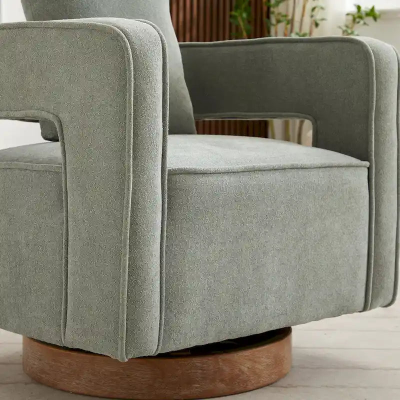 29W Boucle Upholstered Swivel Armchair Single Sofa