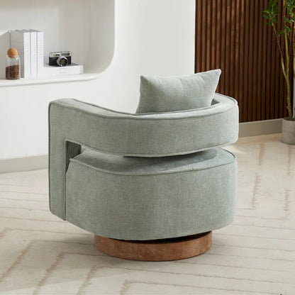 29W Boucle Upholstered Swivel Armchair Single Sofa