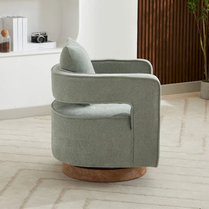 29W Boucle Upholstered Swivel Armchair Single Sofa