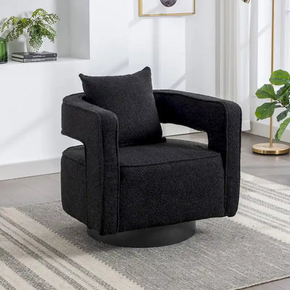 29W Boucle Upholstered Swivel Armchair Single Sofa