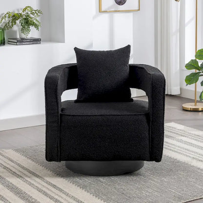 29W Boucle Upholstered Swivel Armchair Single Sofa