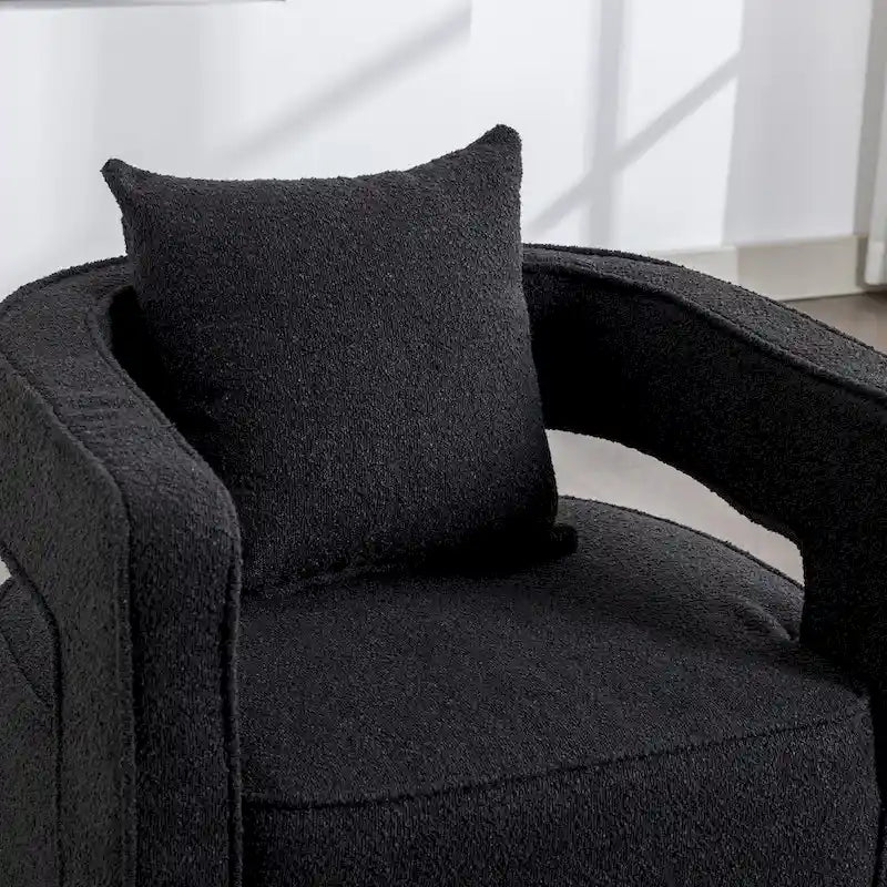 29W Boucle Upholstered Swivel Armchair Single Sofa