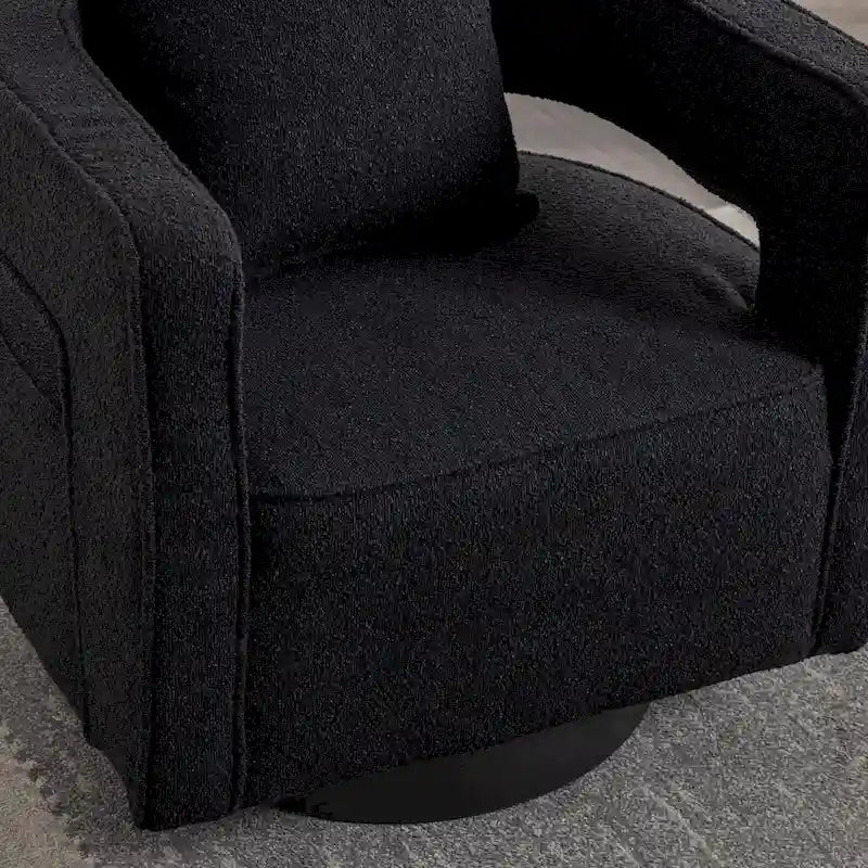 29W Boucle Upholstered Swivel Armchair Single Sofa