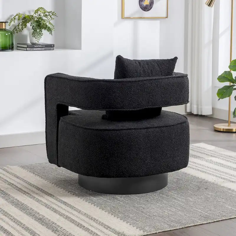 29W Boucle Upholstered Swivel Armchair Single Sofa