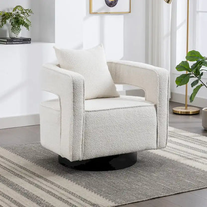 29W Boucle Upholstered Swivel Armchair Single Sofa