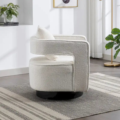 29W Boucle Upholstered Swivel Armchair Single Sofa