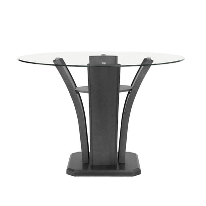Janna Gray Modern Glass Round Counter Height Set