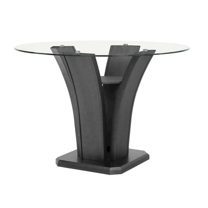 Janna Gray Modern Glass Round Counter Height Set