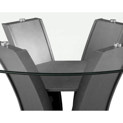 Janna Gray Modern Glass Round Counter Height Set