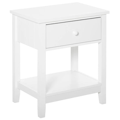 HOMCOM Modern Style Bedside End Table with Drawer and Storage Shelf for Bedroom, or Living Room - 19.75x13.75x23.5