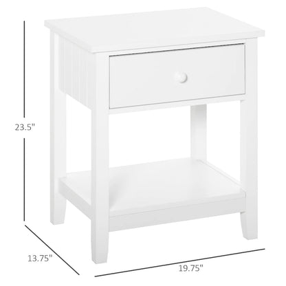 HOMCOM Modern Style Bedside End Table with Drawer and Storage Shelf for Bedroom, or Living Room - 19.75x13.75x23.5