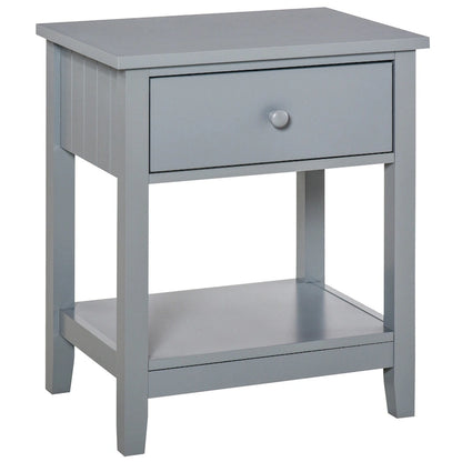 HOMCOM Modern Style Bedside End Table with Drawer and Storage Shelf for Bedroom, or Living Room - 19.75x13.75x23.5
