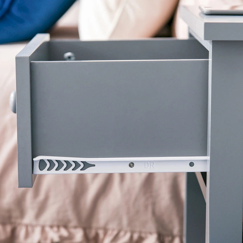 HOMCOM Modern Style Bedside End Table with Drawer and Storage Shelf for Bedroom, or Living Room - 19.75x13.75x23.5